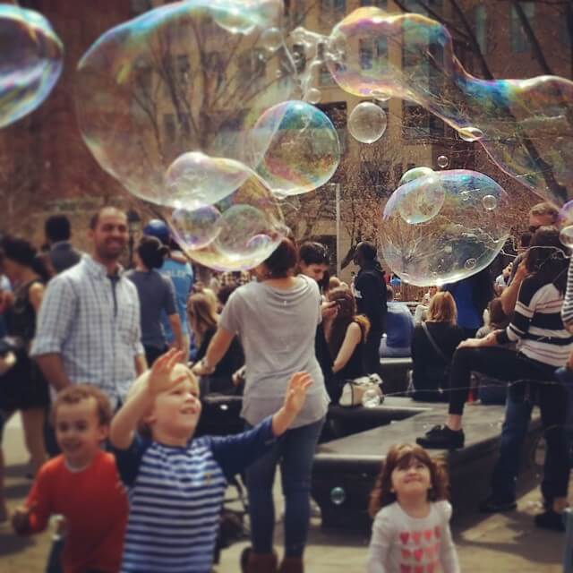 Burbujas de jabón en Nueva York