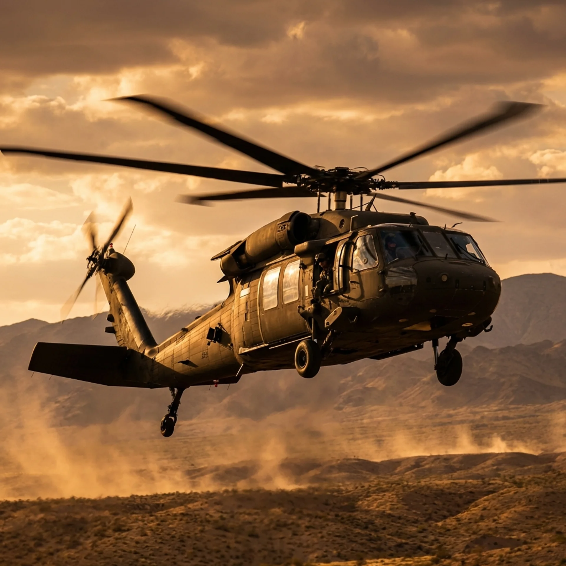 Helic&oacute;ptero Black Hawk en vuelo